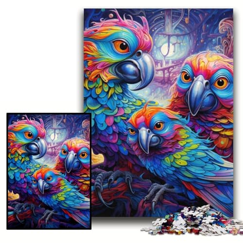 Puzzle für Erwachsene, 1000 Teile, bunter Papagei, unmögliches Puzzle für Erwachsene, 26x38cm, pädagogisches Denkspiel, künstlerische Heim- und Bürodekoration, ab 14 Jahren von ZKYUBEK