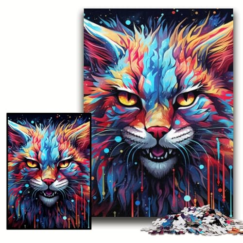 Puzzle für Erwachsene, 1000 Teile, buntes Luchs-Holzpuzzle, 50x75cm, Spaß für den Familienspielabend, dekoratives Kunstwerk zum Selbermachen von ZKYUBEK