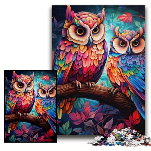 Puzzle für Erwachsene, 1000 Teile, farbenfrohe Eulen-Kunstpuzzles für Erwachsene, 26x38cm, Gehirn-Herausforderung, Teenager und zur Heimdekoration Puzzle für Erwachsene, 1000 Teile, farbenfrohe Eulen-Kunstpuzzles für Erwachsene, 26x38cm, Gehirn-Herausforderung, Teenager und zur Heimdekoration von ZKYUBEK