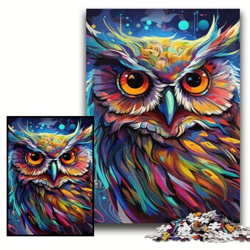 Puzzle für Erwachsene, 1000 Teile, farbenfrohe Eulen-Kunstpuzzles für Erwachsene, 50x75cm, Gehirn-Herausforderung, Teenager und zur Heimdekoration Puzzle für Erwachsene, 1000 Teile, farbenfrohe Eulen-Kunstpuzzles für Erwachsene, 50x75cm, Gehirn-Herausforderung, Teenager und zur Heimdekoration von ZKYUBEK