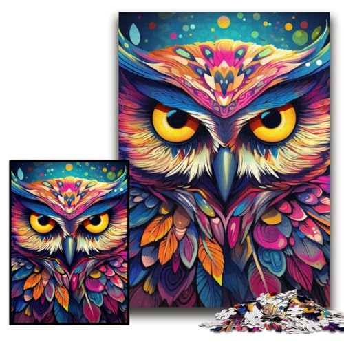 Puzzle für Erwachsene, 1000 Teile, farbenfrohe Eulen-Puzzles für Erwachsene, 26x38cm, Denkspiel für Teenager und Familieninteraktion von ZKYUBEK