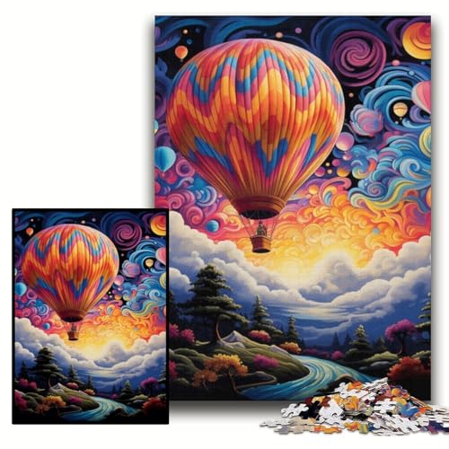 Puzzle für Erwachsene, 1000 Teile, farbenfrohe Kunst, Heißluftballon, unmögliches Puzzle für Erwachsene, 50x75cm, pädagogisches Denkspiel, künstlerische Heim- und Bürodekoration, ab 14 Jahren von ZKYUBEK