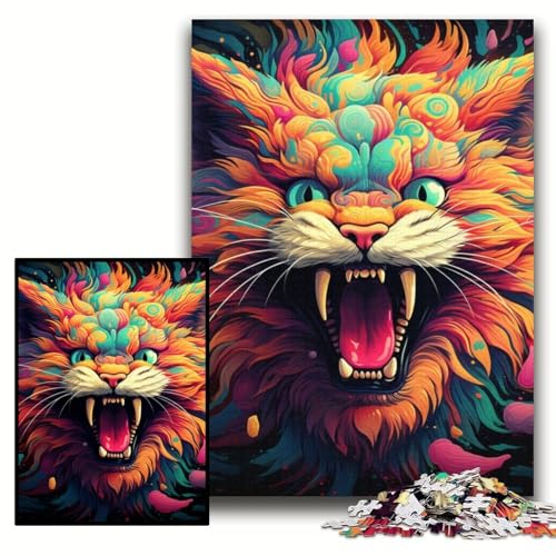 Puzzle für Erwachsene, 1000 Teile, farbenfrohe Kunst, psychedelische Katze, Holzpuzzle für Erwachsene, 50x75cm, interaktives Familienspiel, Denksportaufgabe, Lernspielzeug Puzzle für Erwachsene, 1000 Teile, farbenfrohe Kunst, psychedelische Katze, Holzpuzzle für Erwachsene, 50x75cm, interaktives Familienspiel, Denksportaufgabe, Lernspielzeug von ZKYUBEK