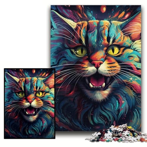 Puzzle für Erwachsene, 1000 Teile, farbenfrohe Kunst, psychedelische Katzen-Puzzles für Erwachsene, 26x38cm, Gehirn-Herausforderung, Teenager und zur Heimdekoration Puzzle für Erwachsene, 1000 Teile, farbenfrohe Kunst, psychedelische Katzen-Puzzles für Erwachsene, 26x38cm, Gehirn-Herausforderung, Teenager und zur Heimdekoration von ZKYUBEK