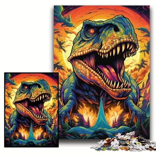 Puzzle für Erwachsene, 1000 Teile, farbenfrohe Kunst-Dinosaurier-Puzzles für Erwachsene, 50x75cm, Gehirn-Herausforderung, Teenager und zur Heimdekoration Puzzle für Erwachsene, 1000 Teile, farbenfrohe Kunst-Dinosaurier-Puzzles für Erwachsene, 50x75cm, Gehirn-Herausforderung, Teenager und zur Heimdekoration von ZKYUBEK