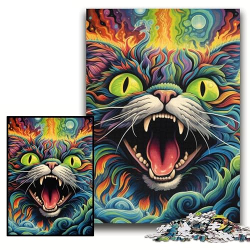 Puzzle für Erwachsene, 1000 Teile, farbenfrohe Kunst-Katzen-Puzzles für Erwachsene, 26x38cm, Gehirn-Herausforderung, Teenager und zur Heimdekoration Puzzle für Erwachsene, 1000 Teile, farbenfrohe Kunst-Katzen-Puzzles für Erwachsene, 26x38cm, Gehirn-Herausforderung, Teenager und zur Heimdekoration von ZKYUBEK