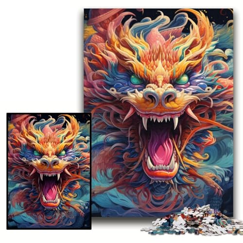 Puzzle für Erwachsene, 1000 Teile, farbenfrohe chinesische Drachen-Puzzles für Erwachsene, 26x38cm, Denkspiel für Teenager und Familieninteraktion Puzzle für Erwachsene, 1000 Teile, farbenfrohe chinesische Drachen-Puzzles für Erwachsene, 26x38cm, Denkspiel für Teenager und Familieninteraktion von ZKYUBEK