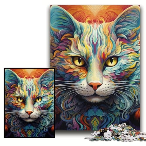 Puzzle für Erwachsene, 1000 Teile, farbenfrohe psychedelische Katzen-Puzzles für Erwachsene, 26x38cm, entspannende Unterhaltung, Heimdekoration Puzzle für Erwachsene, 1000 Teile, farbenfrohe psychedelische Katzen-Puzzles für Erwachsene, 26x38cm, entspannende Unterhaltung, Heimdekoration von ZKYUBEK
