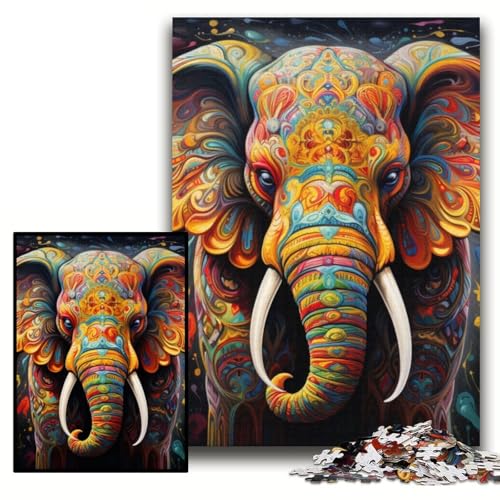 Puzzle für Erwachsene, 1000 Teile, farbenfroher Kunst-Elefant, unmögliches Puzzle für Erwachsene, 26x38cm, pädagogisches Denkspiel, künstlerische Heim- und Bürodekoration, ab 14 Jahren Puzzle für Erwachsene, 1000 Teile, farbenfroher Kunst-Elefant, unmögliches Puzzle für Erwachsene, 26x38cm, pädagogisches Denkspiel, künstlerische Heim- und Bürodekoration, ab 14 Jahren von ZKYUBEK