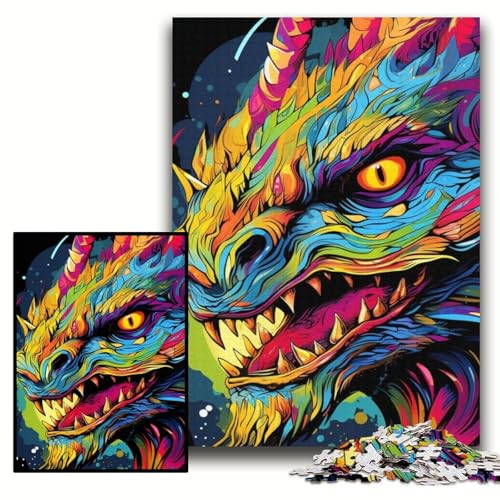 Puzzle für Erwachsene, 1000 Teile, farbenfroher Kunstdrache, Holzpuzzle, 50x75cm, Eltern, Partner, Freunde – ab 14 Jahren Puzzle für Erwachsene, 1000 Teile, farbenfroher Kunstdrache, Holzpuzzle, 50x75cm, Eltern, Partner, Freunde – ab 14 Jahren von ZKYUBEK