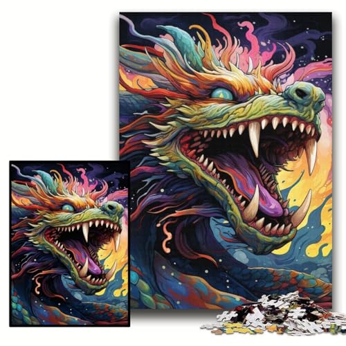 Puzzle für Erwachsene, 1000 Teile, farbenfroher Kunstdrache, Holzpuzzle, 50x75cm, Eltern, Partner, Freunde – ab 14 Jahren Puzzle für Erwachsene, 1000 Teile, farbenfroher Kunstdrache, Holzpuzzle, 50x75cm, Eltern, Partner, Freunde – ab 14 Jahren von ZKYUBEK