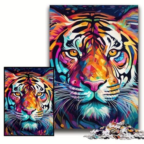 Puzzle für Erwachsene, 1000 Teile, farbenfroher Tiger, schwierige Puzzles für Erwachsene, 50x75cm, Spaß für Zuhause, Geburtstagsgeschenk, Reisegeschenk Puzzle für Erwachsene, 1000 Teile, farbenfroher Tiger, schwierige Puzzles für Erwachsene, 50x75cm, Spaß für Zuhause, Geburtstagsgeschenk, Reisegeschenk von ZKYUBEK