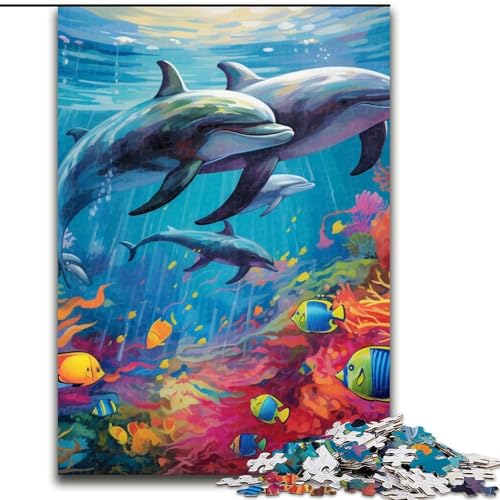 Puzzle für Erwachsene, 1000 Teile, farbenfrohes Delfin-Kunstpuzzle für Erwachsene, Größe 26x38cm, anspruchsvolles Denkspiel – entspannendes Spielzeug für Teenager von ZKYUBEK