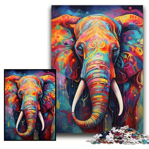 Puzzle für Erwachsene, 1000 Teile, farbenfrohes Elefanten-Kunst-Puzzle für Erwachsene, 26x38cm, Denkspiel für Teenager und Familieninteraktion Puzzle für Erwachsene, 1000 Teile, farbenfrohes Elefanten-Kunst-Puzzle für Erwachsene, 26x38cm, Denkspiel für Teenager und Familieninteraktion von ZKYUBEK
