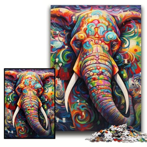 Puzzle für Erwachsene, 1000 Teile, farbenfrohes Elefanten-Kunstpuzzle aus Karton, 26x38cm, Eltern, Partner, Freunde – ab 14 Jahren Puzzle für Erwachsene, 1000 Teile, farbenfrohes Elefanten-Kunstpuzzle aus Karton, 26x38cm, Eltern, Partner, Freunde – ab 14 Jahren von ZKYUBEK