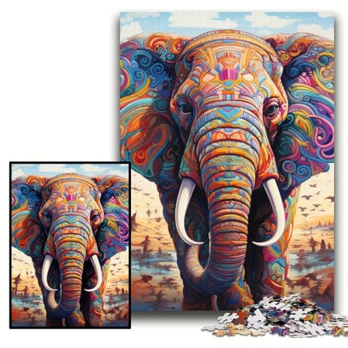 Puzzle für Erwachsene, 1000 Teile, farbenfrohes Elefanten-Kunstpuzzle für Erwachsene, 26x38cm, Eltern, Partner, Freunde – ab 14 Jahren Puzzle für Erwachsene, 1000 Teile, farbenfrohes Elefanten-Kunstpuzzle für Erwachsene, 26x38cm, Eltern, Partner, Freunde – ab 14 Jahren von ZKYUBEK
