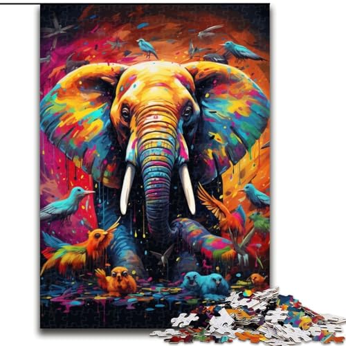 Puzzle für Erwachsene, 1000 Teile, farbenfrohes Elefanten-Kunstpuzzle für Erwachsene, Größe 26x38cm, anspruchsvolles Denkspiel – entspannendes Spielzeug für Teenager von ZKYUBEK