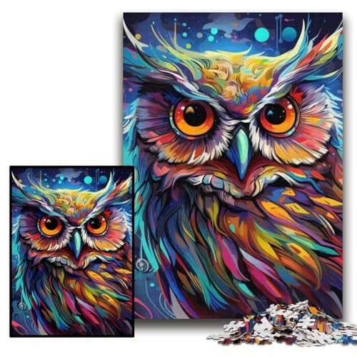 Puzzle für Erwachsene, 1000 Teile, farbenfrohes Eulen-Kunstpuzzle aus Karton, 26x38cm, Eltern, Partner, Freunde – ab 14 Jahren Puzzle für Erwachsene, 1000 Teile, farbenfrohes Eulen-Kunstpuzzle aus Karton, 26x38cm, Eltern, Partner, Freunde – ab 14 Jahren von ZKYUBEK