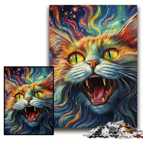 Puzzle für Erwachsene, 1000 Teile, farbenfrohes Katzen-Kunstpuzzle aus Karton, 26x38cm, Eltern, Partner, Freunde – ab 14 Jahren Puzzle für Erwachsene, 1000 Teile, farbenfrohes Katzen-Kunstpuzzle aus Karton, 26x38cm, Eltern, Partner, Freunde – ab 14 Jahren von ZKYUBEK