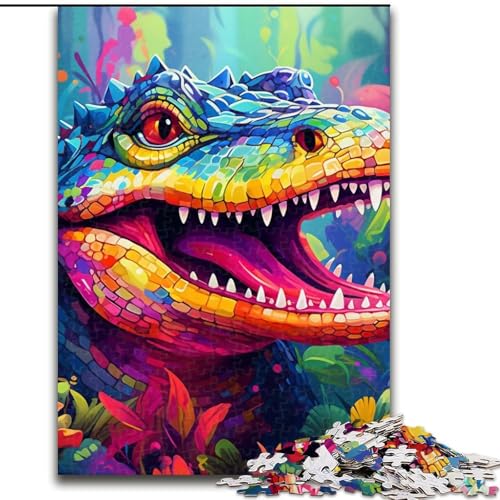 Puzzle für Erwachsene, 1000 Teile, farbenfrohes Krokodil-Puzzle für Erwachsene, Größe 26x38cm, anspruchsvolles Denkspiel – entspannendes Spielzeug für Teenager von ZKYUBEK