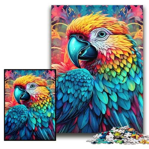 Puzzle für Erwachsene, 1000 Teile, farbenfrohes Kunst-Papagei-Holzpuzzle, 50x75cm, Eltern, Partner, Freunde – ab 14 Jahren Puzzle für Erwachsene, 1000 Teile, farbenfrohes Kunst-Papagei-Holzpuzzle, 50x75cm, Eltern, Partner, Freunde – ab 14 Jahren von ZKYUBEK