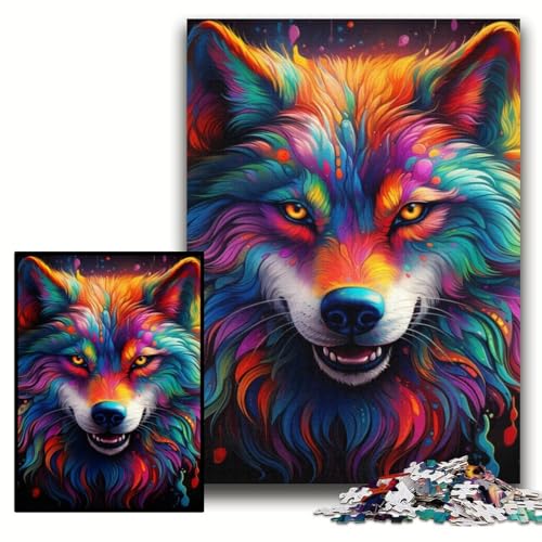 Puzzle für Erwachsene, 1000 Teile, farbenfrohes Kunst-Wolf-Holzpuzzle, 50x75cm, Eltern, Partner, Freunde – ab 14 Jahren Puzzle für Erwachsene, 1000 Teile, farbenfrohes Kunst-Wolf-Holzpuzzle, 50x75cm, Eltern, Partner, Freunde – ab 14 Jahren von ZKYUBEK