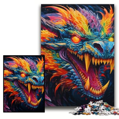Puzzle für Erwachsene, 1000 Teile, farbenfrohes Kunstdrachen-Puzzle für Erwachsene, 26x38cm, Gehirn-Herausforderung, Teenager und zur Heimdekoration Puzzle für Erwachsene, 1000 Teile, farbenfrohes Kunstdrachen-Puzzle für Erwachsene, 26x38cm, Gehirn-Herausforderung, Teenager und zur Heimdekoration von ZKYUBEK