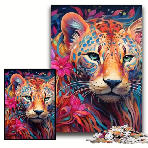 Puzzle für Erwachsene, 1000 Teile, farbenfrohes Leoparden-Kunst-Holzpuzzle für Erwachsene, 50x75cm, interaktives Familienspiel, Denksportaufgabe, Lernspielzeug Puzzle für Erwachsene, 1000 Teile, farbenfrohes Leoparden-Kunst-Holzpuzzle für Erwachsene, 50x75cm, interaktives Familienspiel, Denksportaufgabe, Lernspielzeug von ZKYUBEK