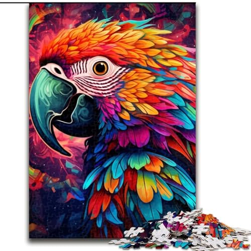 Puzzle für Erwachsene, 1000 Teile, farbenfrohes Papageien-Puzzle aus Pappe für Erwachsene, Größe 26x38cm, anspruchsvolles DIY-Dekorationsspiel, interaktives Familienspielzeug von ZKYUBEK