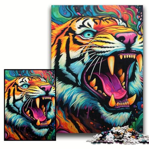 Puzzle für Erwachsene, 1000 Teile, farbenfrohes Tiger-Kunst-Holzpuzzle für Erwachsene, 50x75cm, interaktives Familienspiel, Denksportaufgabe, Lernspielzeug Puzzle für Erwachsene, 1000 Teile, farbenfrohes Tiger-Kunst-Holzpuzzle für Erwachsene, 50x75cm, interaktives Familienspiel, Denksportaufgabe, Lernspielzeug von ZKYUBEK
