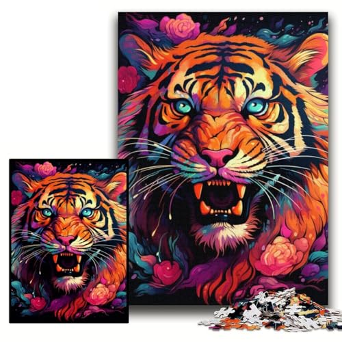 Puzzle für Erwachsene, 1000 Teile, farbenfrohes Tiger-Kunst-Puzzle aus Pappe für Erwachsene, 26x38cm, interaktives Familienspiel, Denksportaufgabe, Lernspielzeug Puzzle für Erwachsene, 1000 Teile, farbenfrohes Tiger-Kunst-Puzzle aus Pappe für Erwachsene, 26x38cm, interaktives Familienspiel, Denksportaufgabe, Lernspielzeug von ZKYUBEK