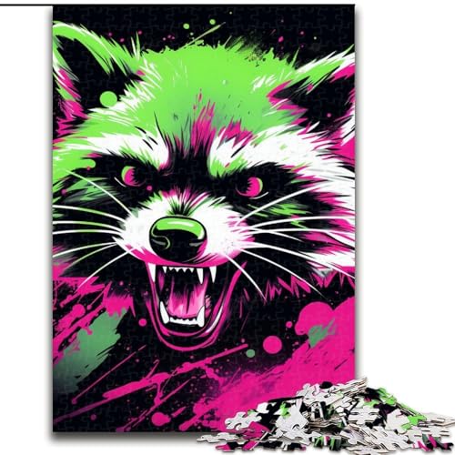 Puzzle für Erwachsene, 1000 Teile, farbenfrohes Waschbär-Kunst-Puzzle, Größe 50x75cm, anspruchsvolles Denkspiel für Teenager, Spaß für den Spieleabend mit der Familie von ZKYUBEK