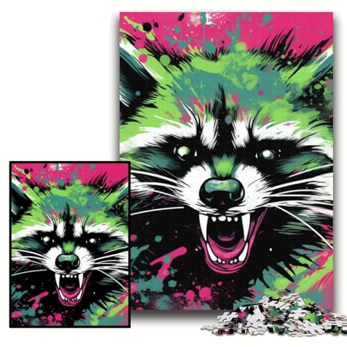 Puzzle für Erwachsene, 1000 Teile, farbenfrohes Waschbär-Kunst-Puzzle für Erwachsene, 26x38cm, Denksportaufgabe und Heimdekoration Puzzle für Erwachsene, 1000 Teile, farbenfrohes Waschbär-Kunst-Puzzle für Erwachsene, 26x38cm, Denksportaufgabe und Heimdekoration von ZKYUBEK