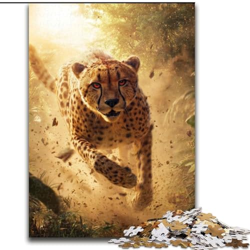 Puzzle für Erwachsene, 1000 Teile, laufender Leopard, 26x38cm, Denkspiel für Teenager und Familieninteraktion von ZKYUBEK