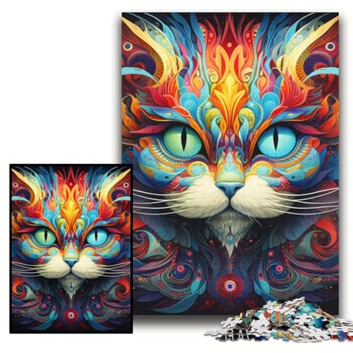 Puzzle für Erwachsene, 1000 Teile, psychedelische Katzenkunst, Puzzle für Erwachsene, 50x75cm, Denksportaufgabe und Heimdekoration Puzzle für Erwachsene, 1000 Teile, psychedelische Katzenkunst, Puzzle für Erwachsene, 50x75cm, Denksportaufgabe und Heimdekoration von ZKYUBEK