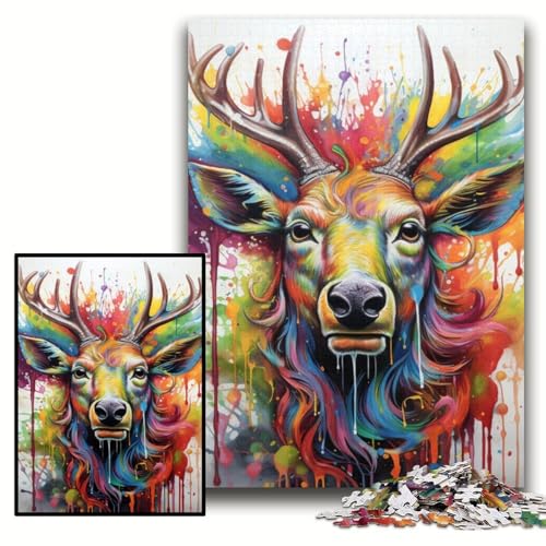 Puzzle für Erwachsene, 1000 Teile, psychedelisches Hirsch-Puzzle für Erwachsene, 50x75cm, Eltern, Partner, Freunde – ab 14 Jahren Puzzle für Erwachsene, 1000 Teile, psychedelisches Hirsch-Puzzle für Erwachsene, 50x75cm, Eltern, Partner, Freunde – ab 14 Jahren von ZKYUBEK