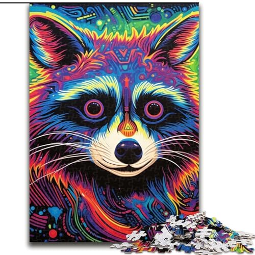 Puzzle für Erwachsene, 1000 Teile, psychedelisches Tier-Waschbär-Puzzle für Erwachsene, Größe 26x38cm, interaktives Familienspiel, Familienaktivitätsspiel Puzzle für Erwachsene, 1000 Teile, psychedelisches Tier-Waschbär-Puzzle für Erwachsene, Größe 26x38cm, interaktives Familienspiel, Familienaktivitätsspiel von ZKYUBEK