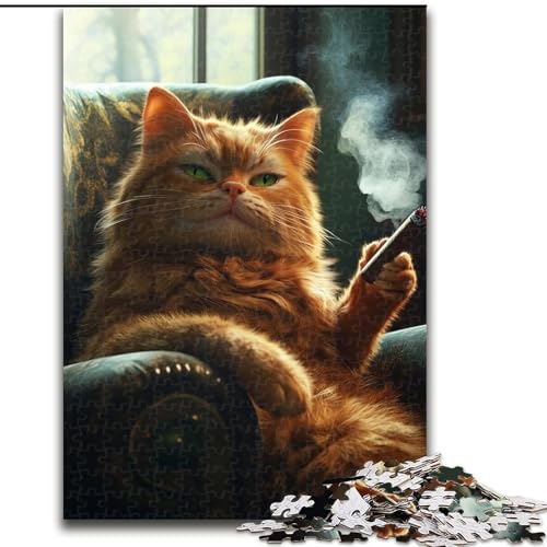 Puzzle für Erwachsene, 1000 Teile, rauchende Katze, Holzpuzzle, perfekt für Teenager und Familien, 26x38cm Puzzle für Erwachsene, 1000 Teile, rauchende Katze, Holzpuzzle, perfekt für Teenager und Familien, 26x38cm von ZKYUBEK