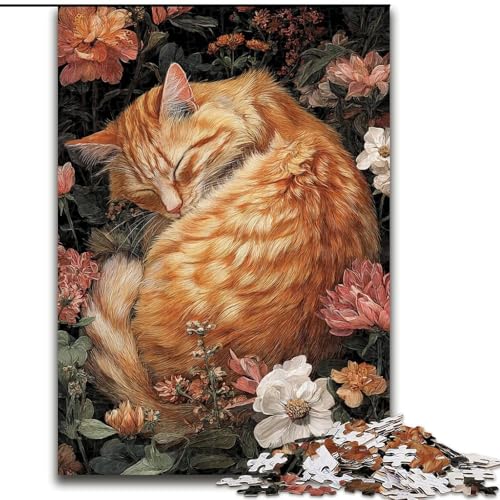 Puzzle für Erwachsene, 1000 Teile, schlafende Katze, 26x38cm, Denkspiel für Teenager und Familieninteraktion von ZKYUBEK