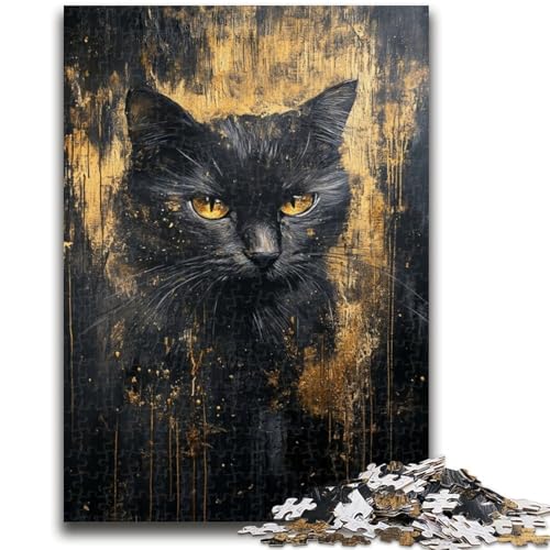Puzzle für Erwachsene, 1000 Teile, schwarz-weiße Katze, geeignet für Kinder ab 14 Jahren, anspruchsvolles Spiel, tolles Geschenk zum Spielen, 50x75cm von ZKYUBEK