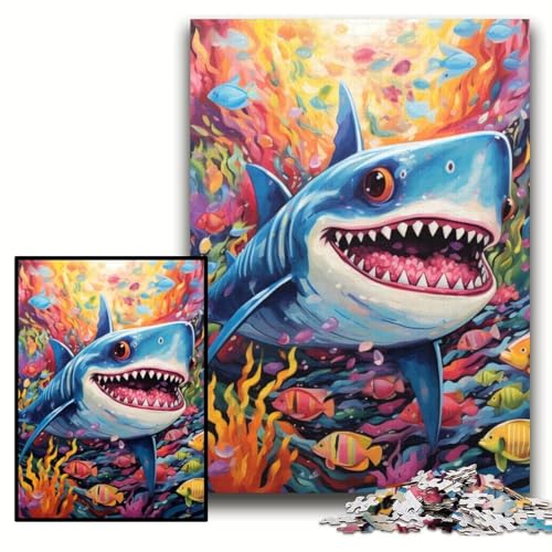 Puzzle für Erwachsene, 1000 Teile, süße Hai-Puzzles für Erwachsene, 50x75cm, Gehirn-Herausforderung, Teenager und zur Heimdekoration Puzzle für Erwachsene, 1000 Teile, süße Hai-Puzzles für Erwachsene, 50x75cm, Gehirn-Herausforderung, Teenager und zur Heimdekoration von ZKYUBEK