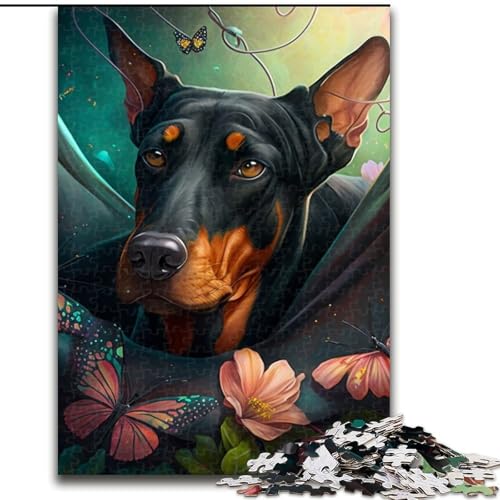 Puzzle für Erwachsene, 1000 Teile, wunderschöne Dobermann-Pinscher-Puzzles aus Pappe für Erwachsene, Größe 26x38cm, Denkspiel für Teenager von ZKYUBEK