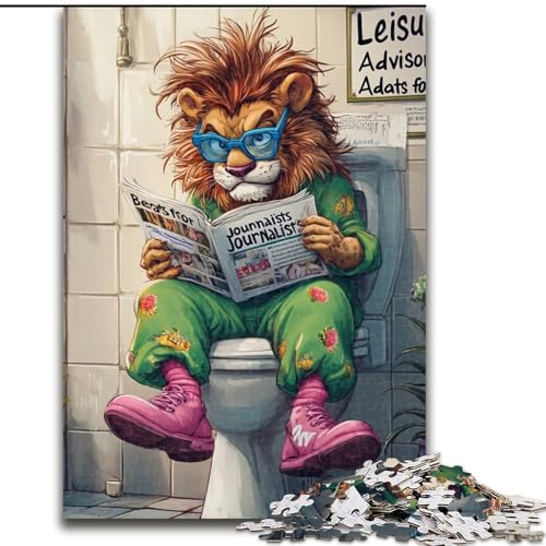 Puzzle für Erwachsene, 1000 Teile „Lion Go Toilet“, anspruchsvolle Puzzles, Größe 26x38cm, perfekt als Heimdekoration, für Geburtstage, Feiertage und Geschenke von ZKYUBEK