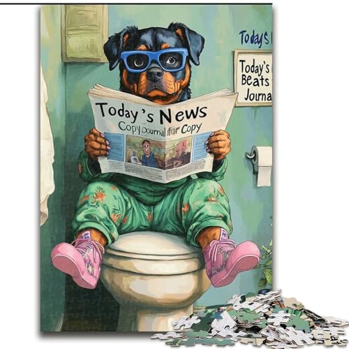 Puzzle für Erwachsene, 1000 Teile „Rottweiler geht auf die Toilette“, anspruchsvolle Puzzles, Größe 26x38cm, perfekt als Heimdekoration, für Geburtstage, Feiertage und Geschenke Puzzle für Erwachsene, 1000 Teile „Rottweiler geht auf die Toilette“, anspruchsvolle Puzzles, Größe 26x38cm, perfekt als Heimdekoration, für Geburtstage, Feiertage und Geschenke von ZKYUBEK