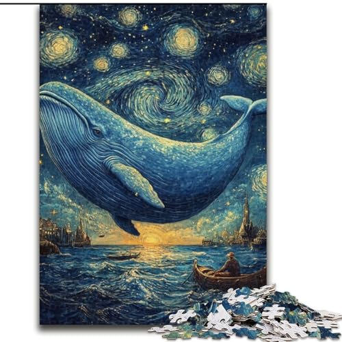 Puzzle für Erwachsene, 1000 Teile „Wale im Nachthimmel“, Holzpuzzle für Erwachsene, 50x75cm, Denksportaufgabe, Spiel für Erwachsene, interaktive Familienaktivität von ZKYUBEK