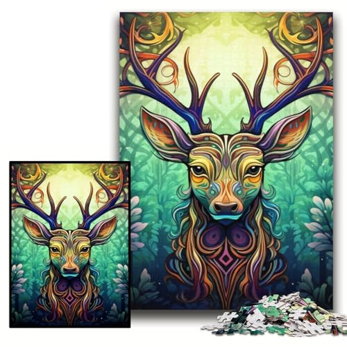 Puzzle für Erwachsene, 1000 Teile Hirsch-Psychedelic-Art-Kartonpuzzle für Erwachsene, 26x38cm, interaktives Familienspiel, Denksportaufgabe, Lernspielzeug Puzzle für Erwachsene, 1000 Teile Hirsch-Psychedelic-Art-Kartonpuzzle für Erwachsene, 26x38cm, interaktives Familienspiel, Denksportaufgabe, Lernspielzeug von ZKYUBEK