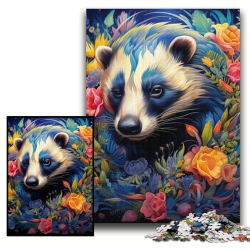 Puzzle für Erwachsene, 1000 Teile Honigdachsblumen-Puzzle aus Karton für Erwachsene, 26x38cm, interaktives Familienspiel, Denksportaufgabe, Lernspielzeug von ZKYUBEK