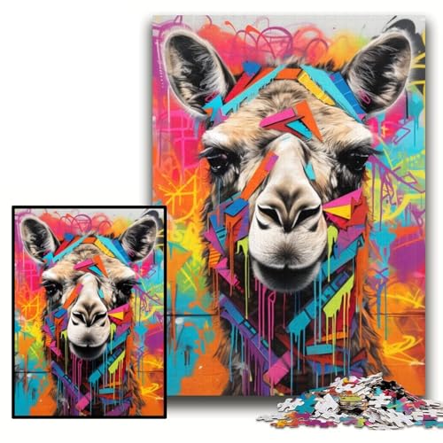 Puzzle für Erwachsene, 1000 Teile Kamel-Graffiti-Puzzle aus Pappe für Erwachsene, 26x38cm, interaktives Familienspiel, Denksportaufgabe, Lernspielzeug Puzzle für Erwachsene, 1000 Teile Kamel-Graffiti-Puzzle aus Pappe für Erwachsene, 26x38cm, interaktives Familienspiel, Denksportaufgabe, Lernspielzeug von ZKYUBEK
