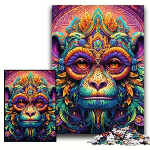 Puzzle für Erwachsene, 1000 Teile Psychedelic Monkey-Puzzle aus Pappe für Erwachsene, 26x38cm, interaktives Familienspiel, Denksportaufgabe, Lernspielzeug Puzzle für Erwachsene, 1000 Teile Psychedelic Monkey-Puzzle aus Pappe für Erwachsene, 26x38cm, interaktives Familienspiel, Denksportaufgabe, Lernspielzeug von ZKYUBEK