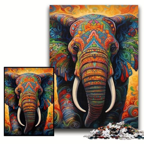 Puzzle für Erwachsene, 1000 farbenfrohe Elefanten-Kunstpuzzles, anspruchsvolle Puzzles, 50x75cm, Lernspielzeug für Teenager, Heim- und Bürodekoration Puzzle für Erwachsene, 1000 farbenfrohe Elefanten-Kunstpuzzles, anspruchsvolle Puzzles, 50x75cm, Lernspielzeug für Teenager, Heim- und Bürodekoration von ZKYUBEK